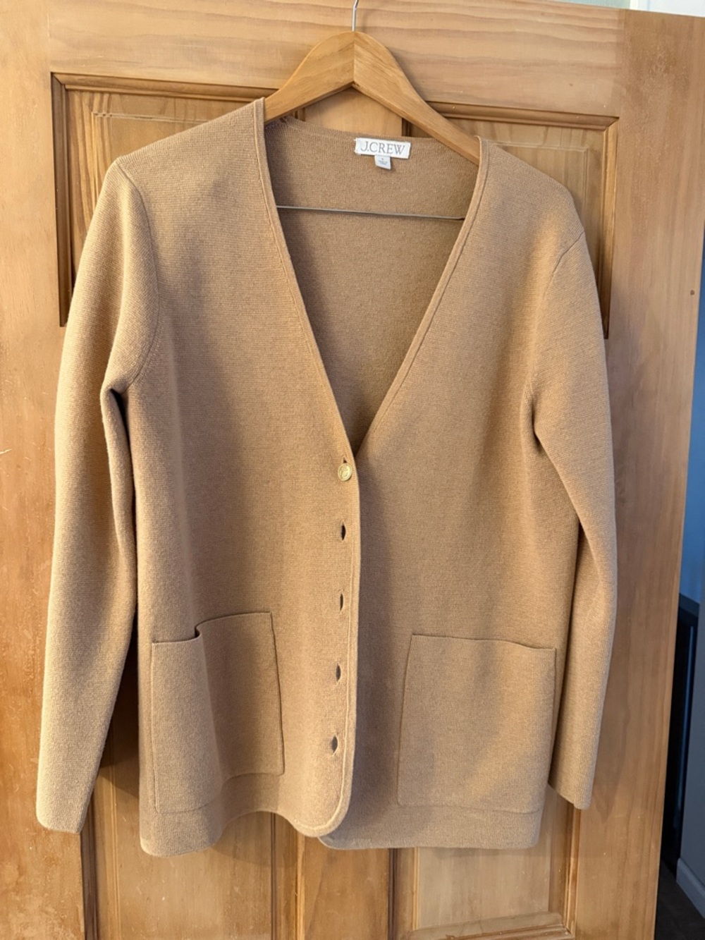 J. Crew Camel Button-Front V-Neck Cardigan
